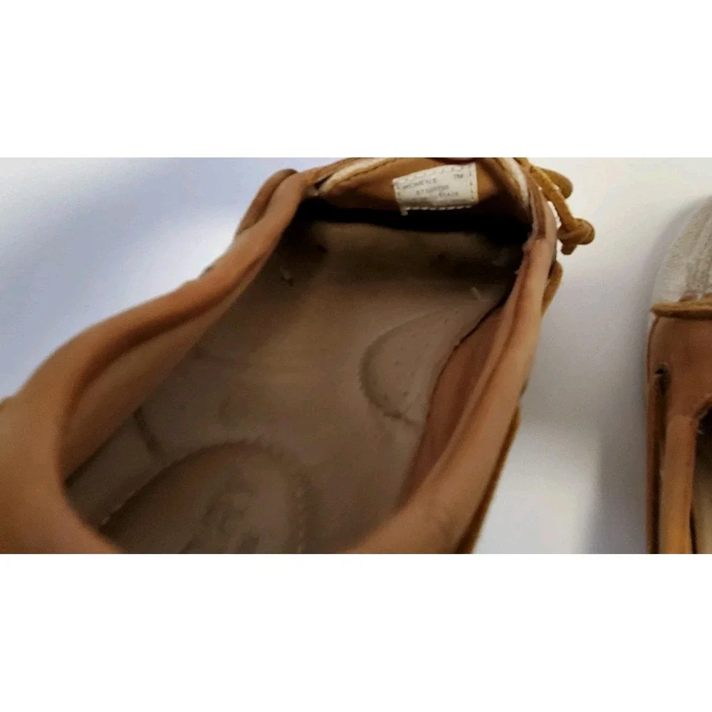 Womens Sperry Canvas and Leather Topsider Boat Shoes Size 7M Brown/Beige - Picture 9 of 12